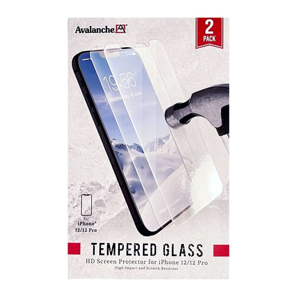 2 Pack AVALANCHE Tempered Glass Hd Screen Protector for iPhone 12/12 Pro - Picture 1 of 1